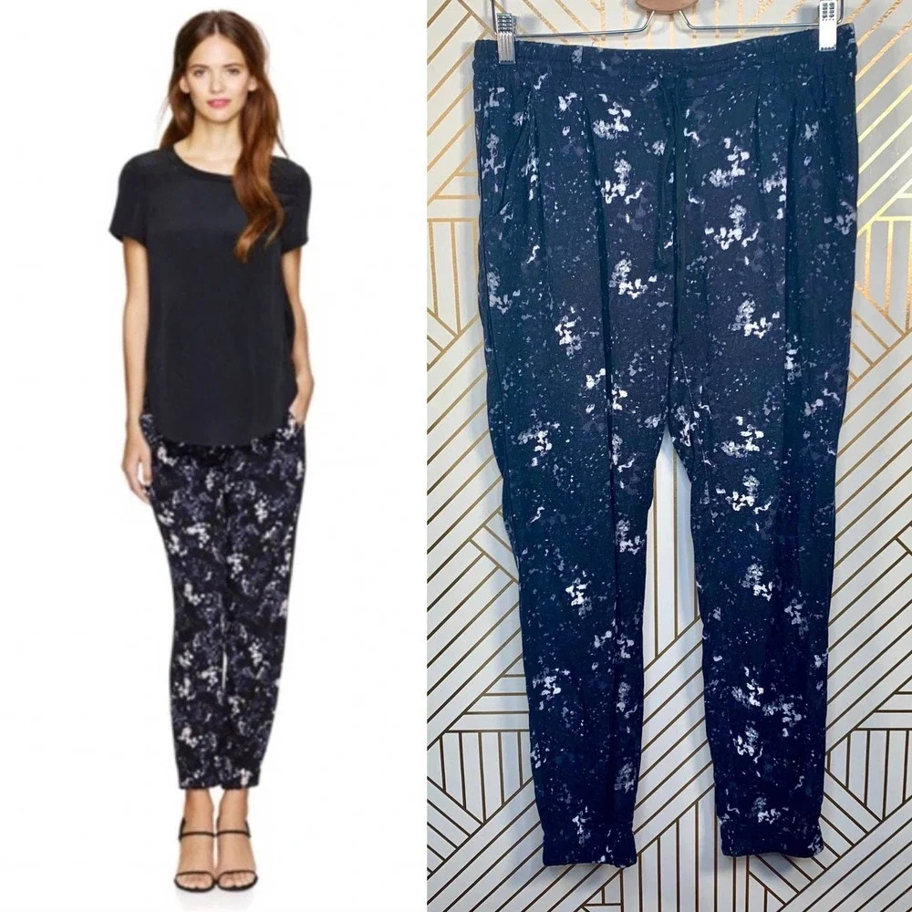 Aritzia Talula Los Feliz Jogger Pants Drawstring Abstract Print Blue Size Medium